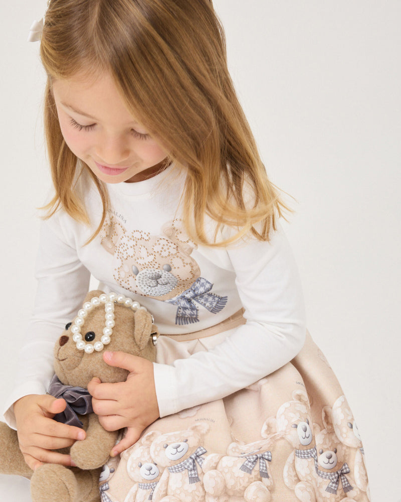 
  
    Monnalisa
  
 Girls Ivory Beige Sequin Teddy Bear Top
