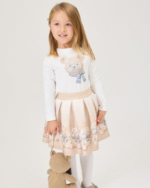 
  
    Monnalisa
  
 Girls Ivory Beige Sequin Teddy Bear Top