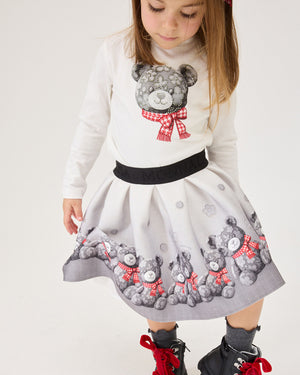 
  
    Monnalisa
  
 Girls Ivory Grey Sequin Teddy Bear Top