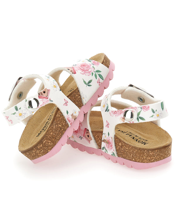 Girls White Floral Sandals