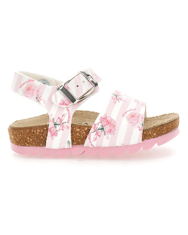 Monnalisa, Girls Pink/White Floral Sandals