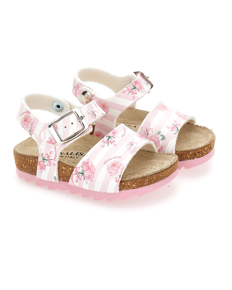 Girls Pink/White Floral Sandals