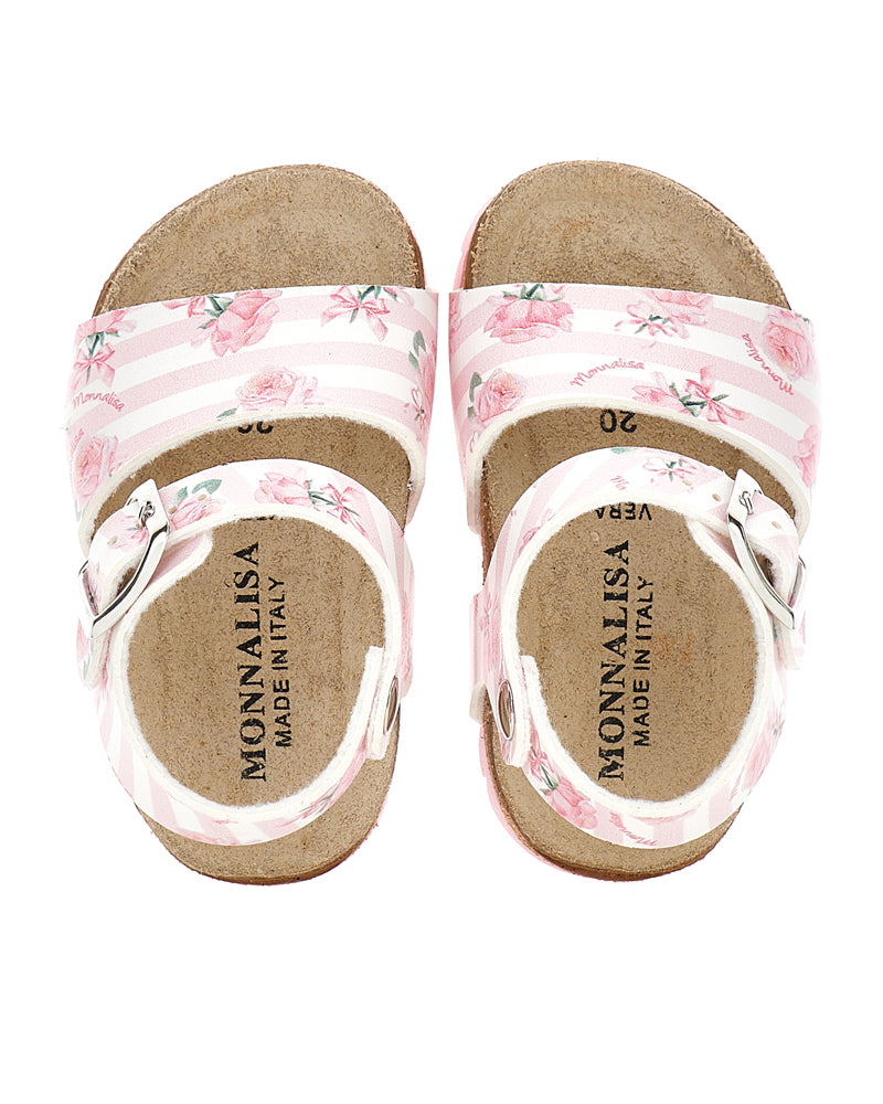 Girls Pink/White Floral Sandals