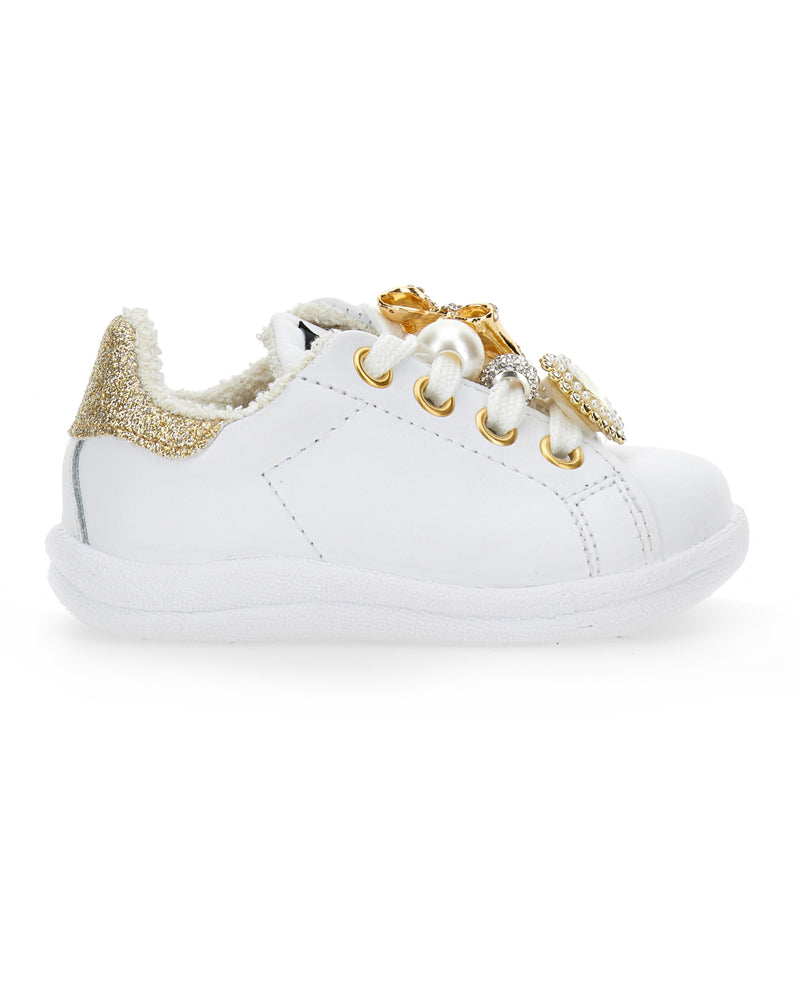 Toddler Girls White Charm Sneakers