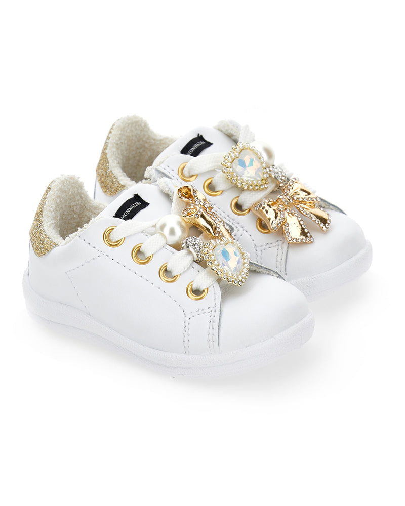 Toddler Girls White Charm Sneakers