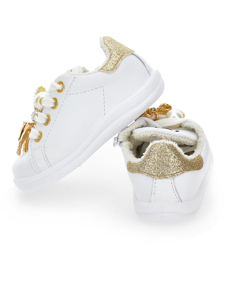 Toddler Girls White Charm Sneakers
