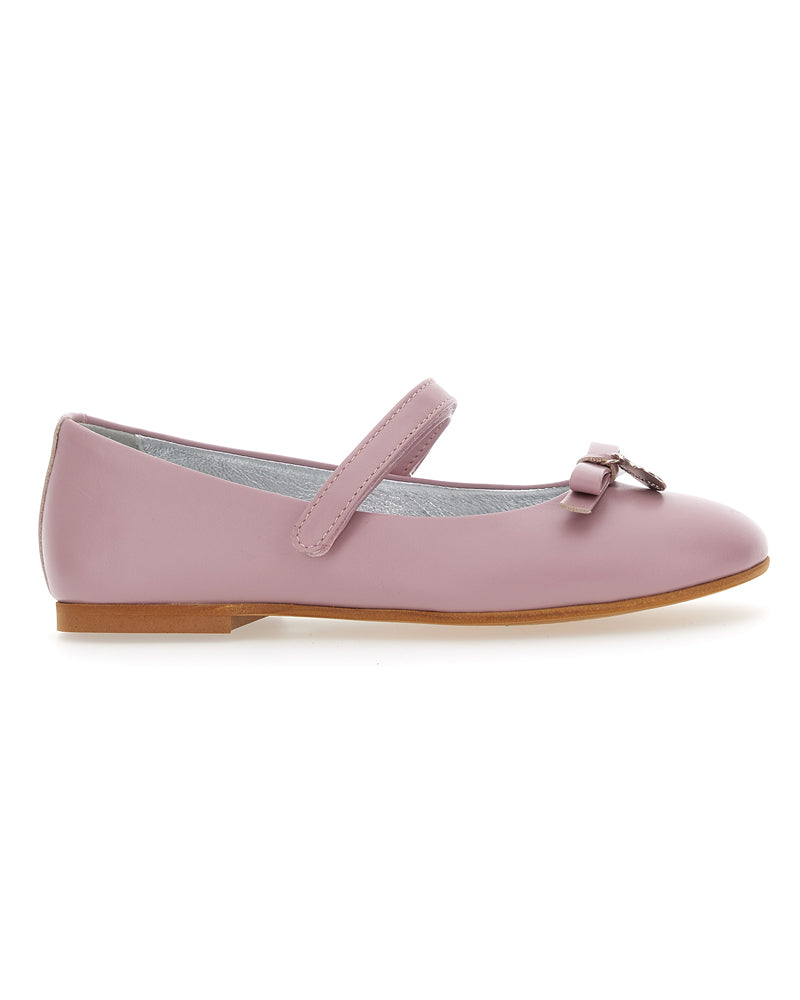 Girls Pink Leather Ballerina