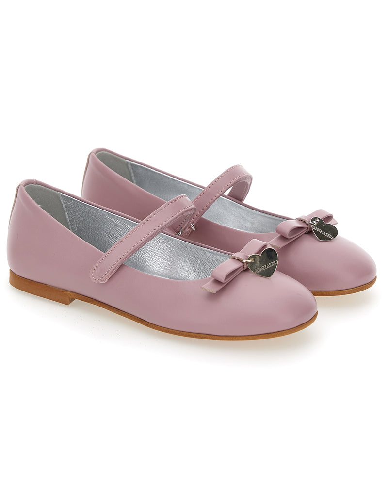 Girls Pink Leather Ballerina