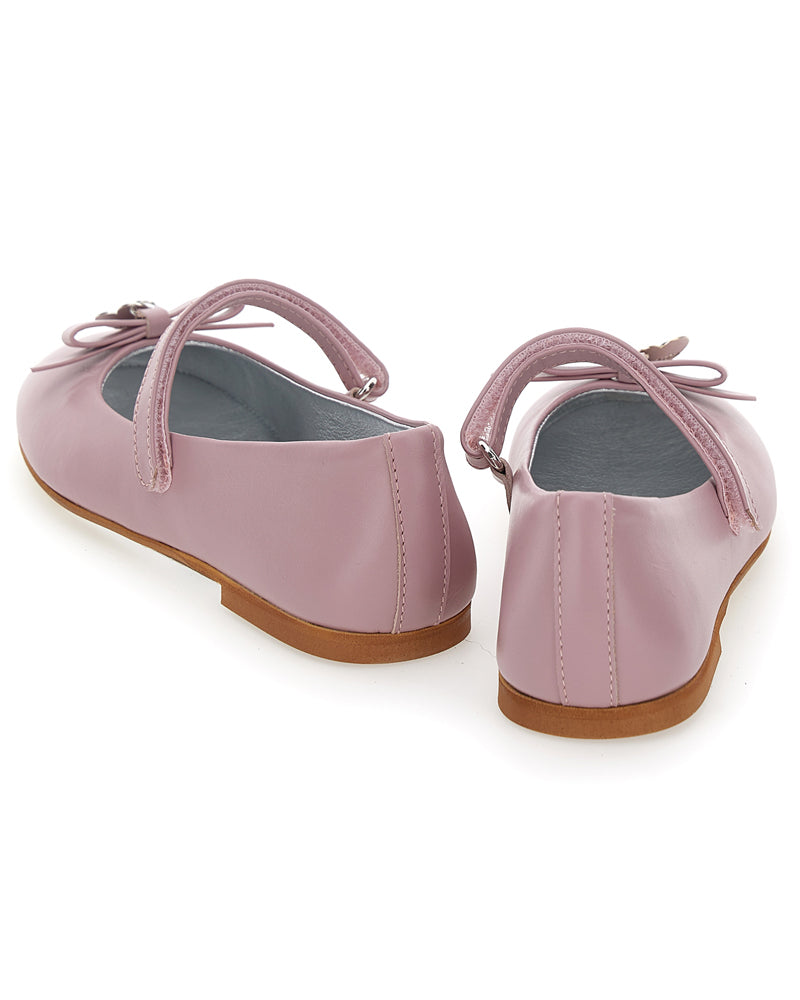 Girls Pink Leather Ballerina