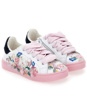 
  
    Monnalisa
  
 Girls White/Pink Floral Sneakers