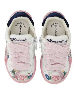 
  
    Monnalisa
  
 Girls White/Pink Floral Sneakers