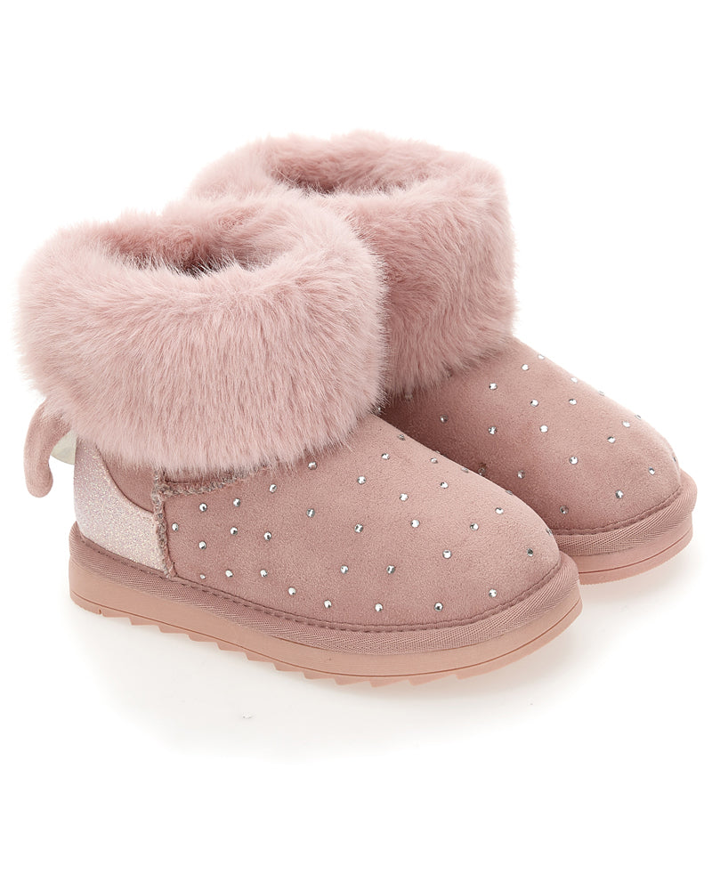 Girls Pink Fur Boots