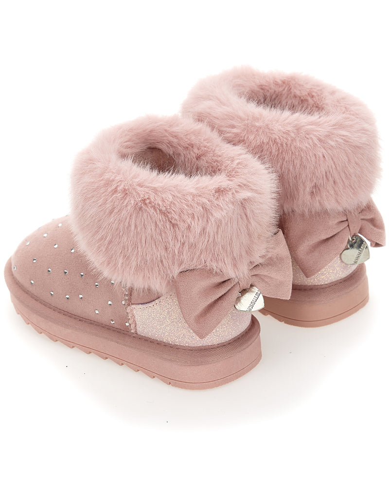 Girls Pink Fur Boots