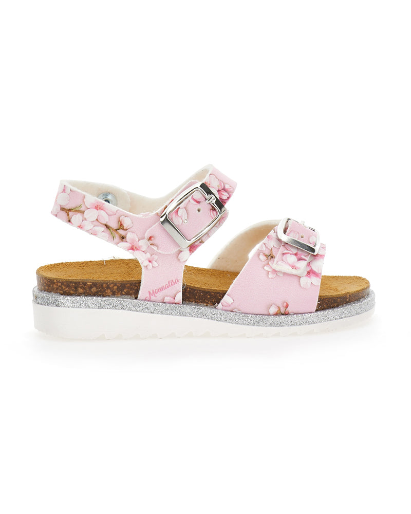 Girls Pink Floral Sandals