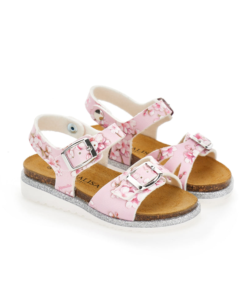 Girls Pink Floral Sandals