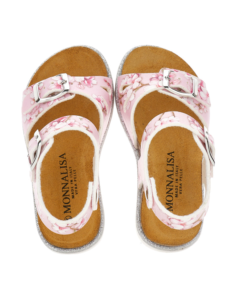 Girls Pink Floral Sandals