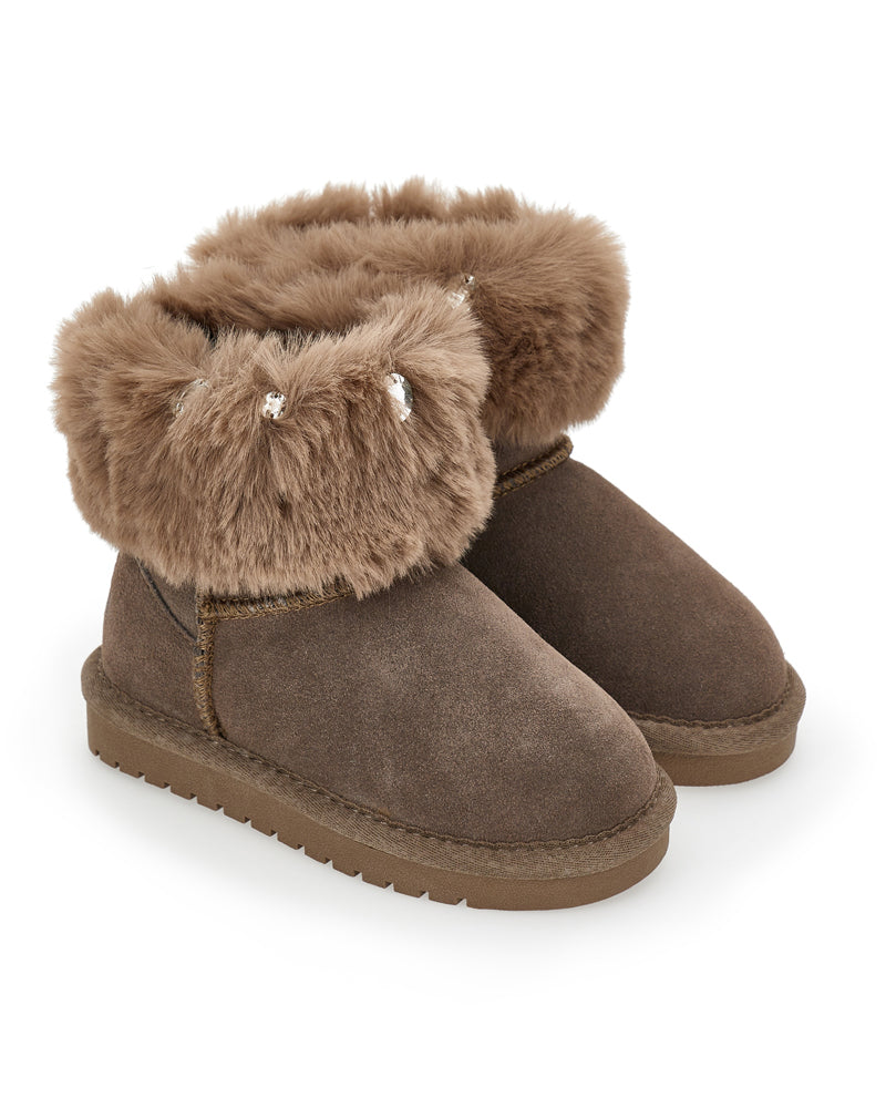 Girls Brown Fur Boots