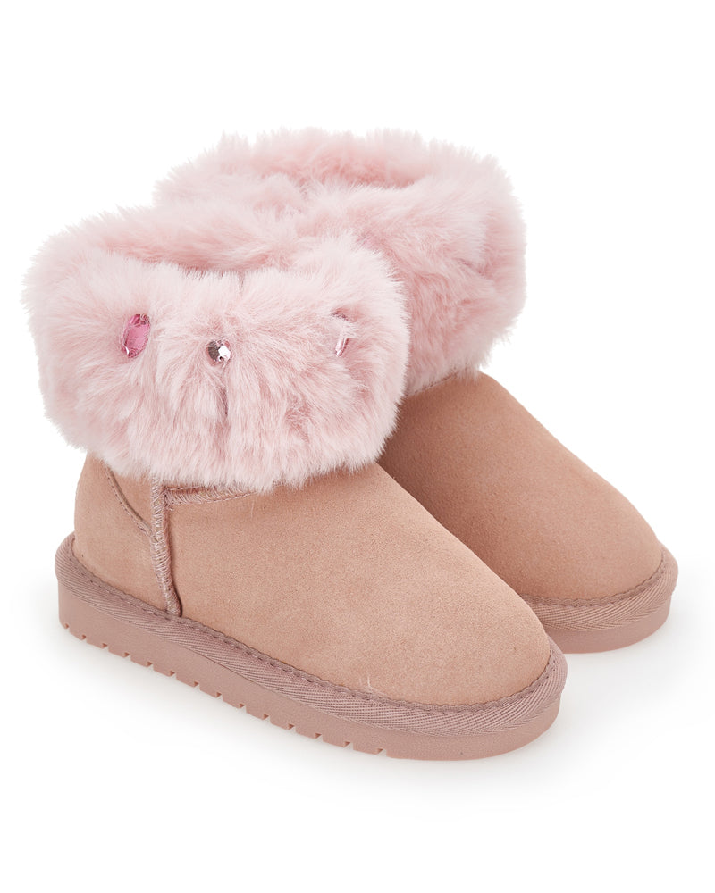 Girls Pink Fur Boots