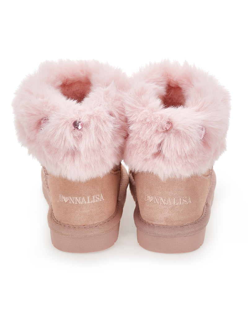 Girls Pink Fur Boots
