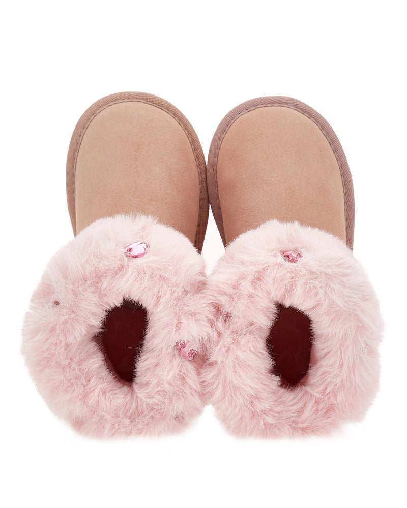 Girls Pink Fur Boots