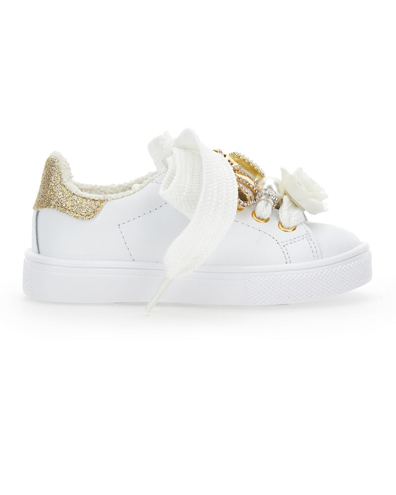 Girls White Charm Sneakers