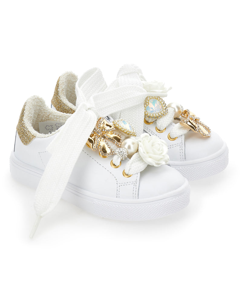 Girls White Charm Sneakers
