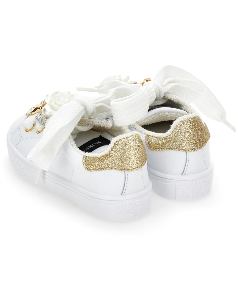 Girls White Charm Sneakers