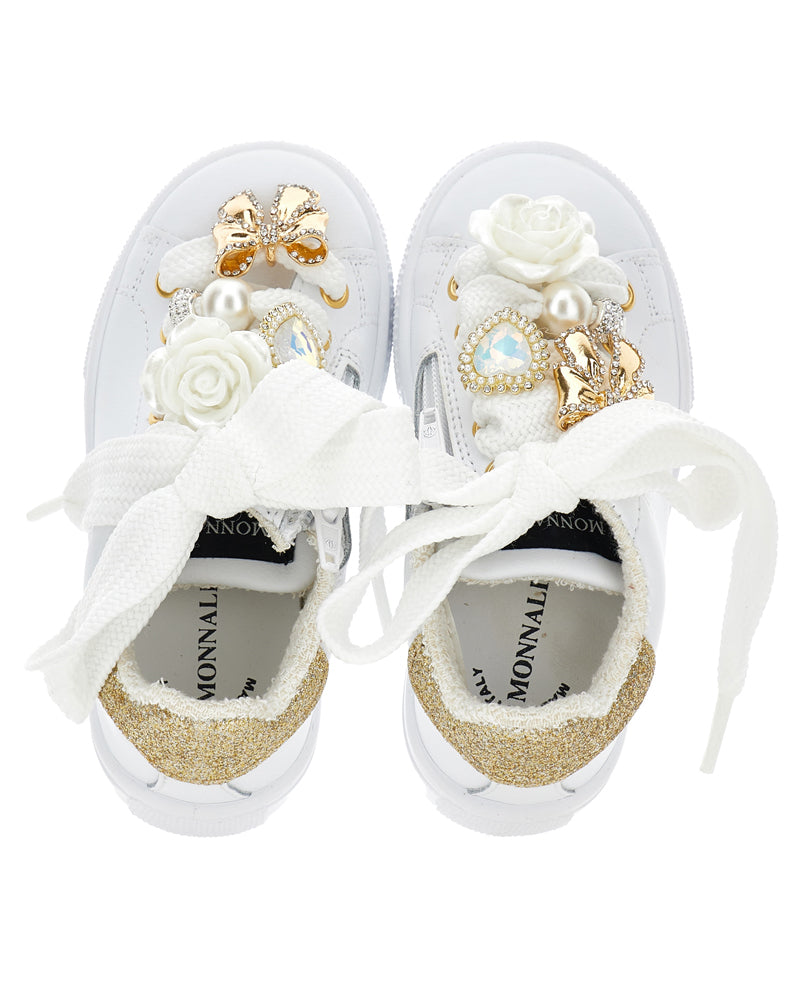 Girls White Charm Sneakers