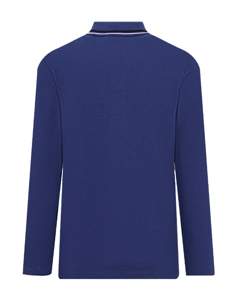 Boys Blue Cotton Logo Polo