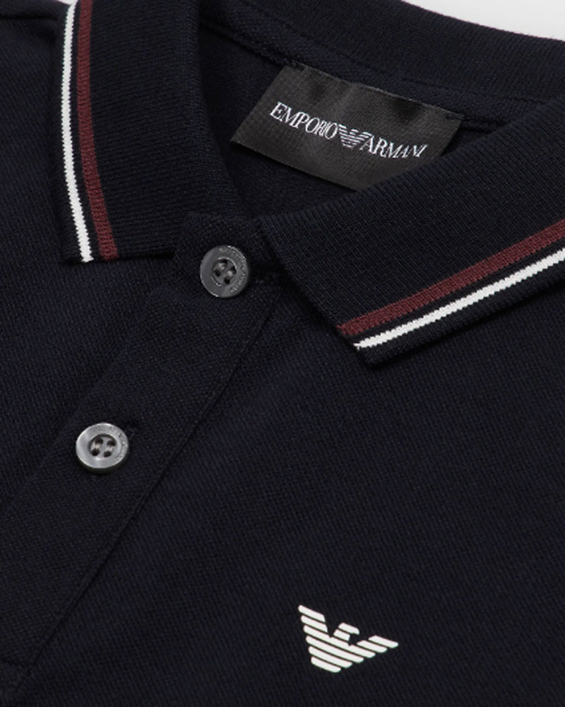 Boys Navy Cotton Logo Polo