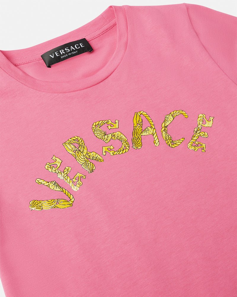Versace Girls Pink Logo T-Shirt - Designer Kids Wear