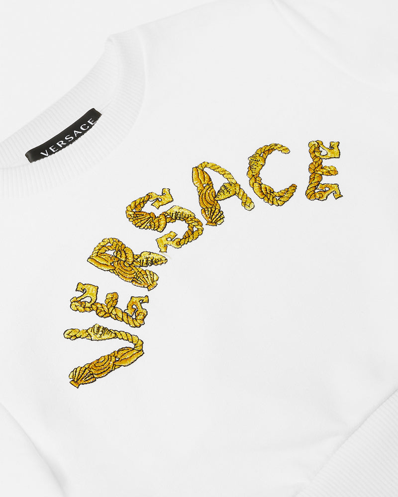 Versace Girls White Logo Sweatshirt - Designer Kids Wear