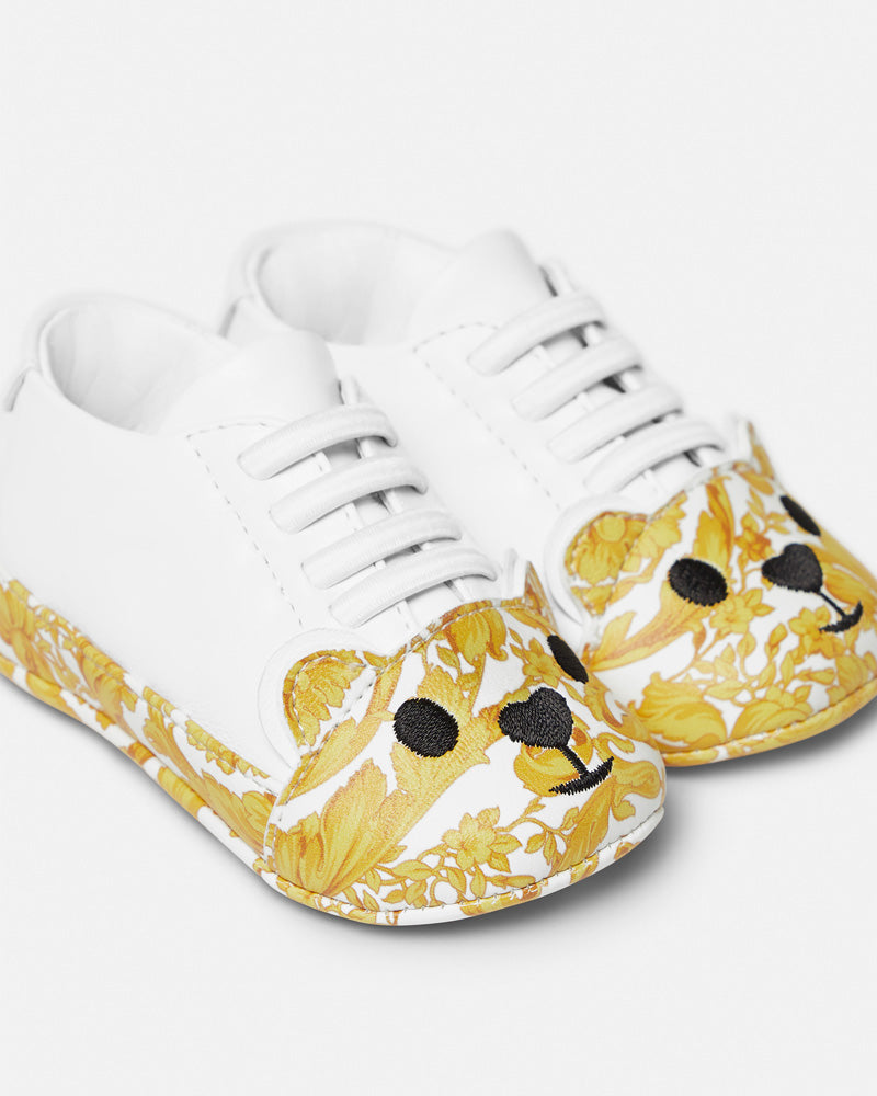
  
    Versace
  
 Baby White/Gold Baroque Sneakers