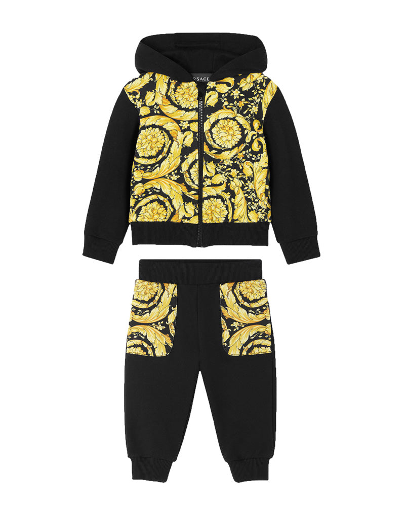 Baby Black/Gold Barocco Tracksuit