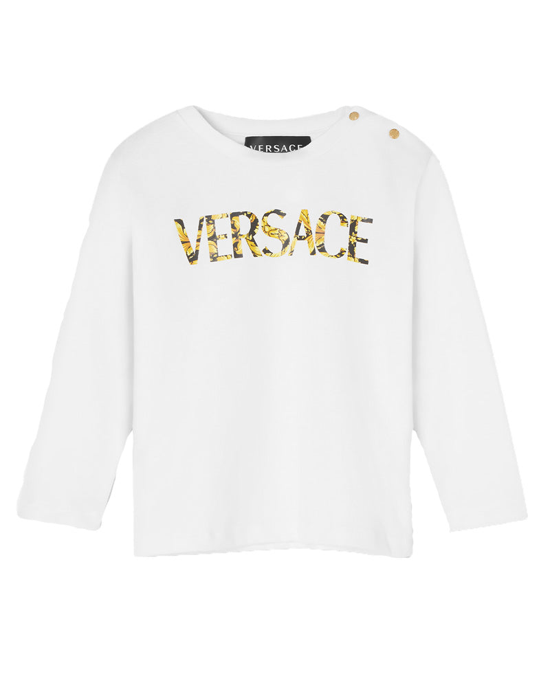 Baby White Barocco Logo Top