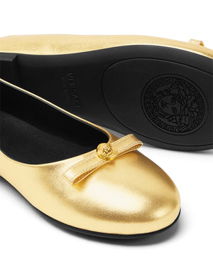 
  
    Versace
  
 Girls Medusa Gold Metacllic Ballerinas