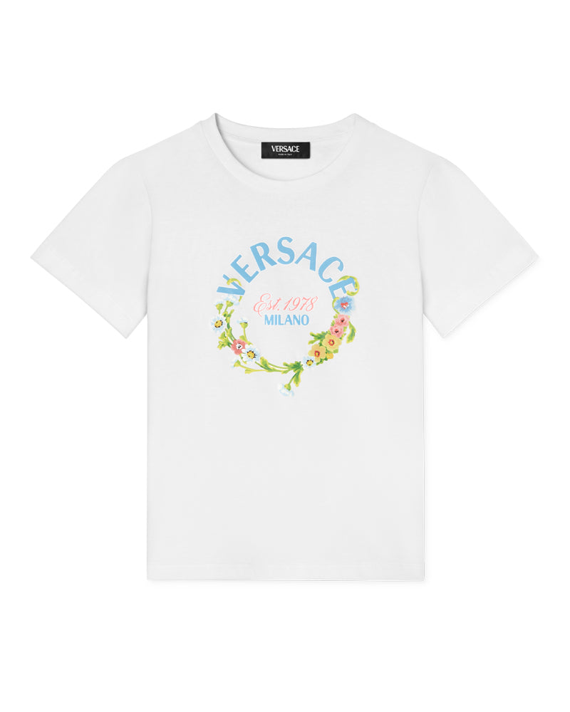 Girls White Floral Logo T-shirt