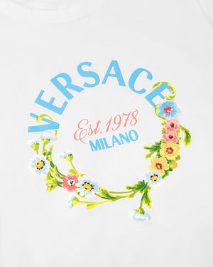 
  
    Versace
  
 Girls White Floral Logo T-shirt