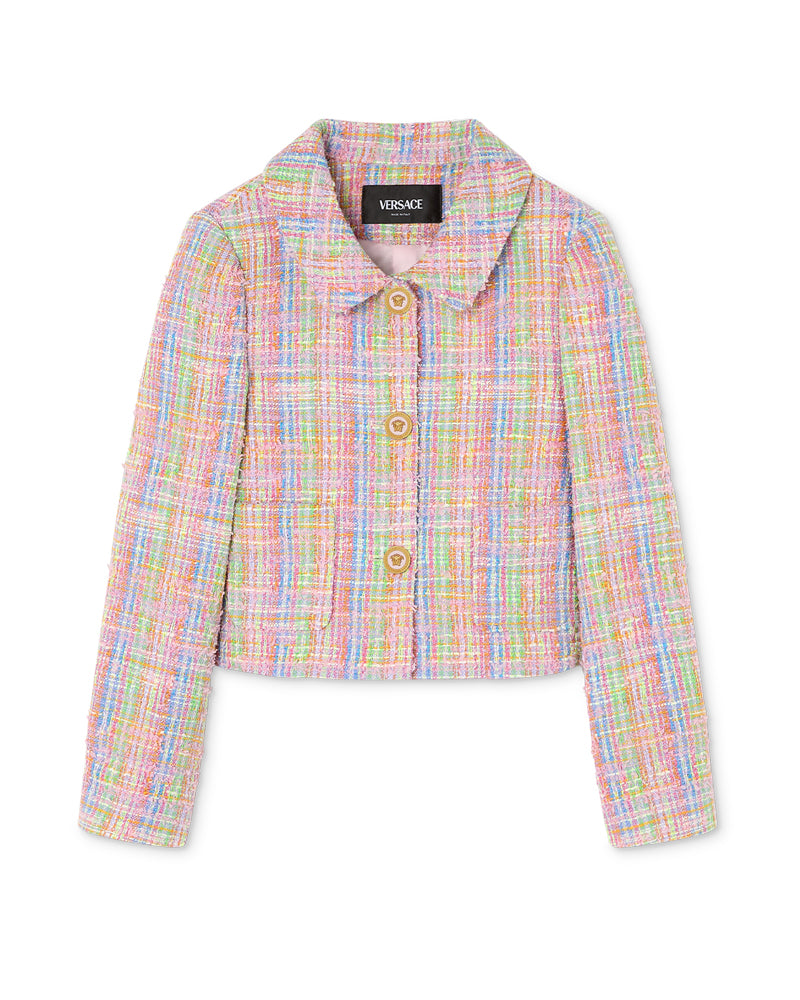 Girls Multi-Colour Cotton Tweed Blazer