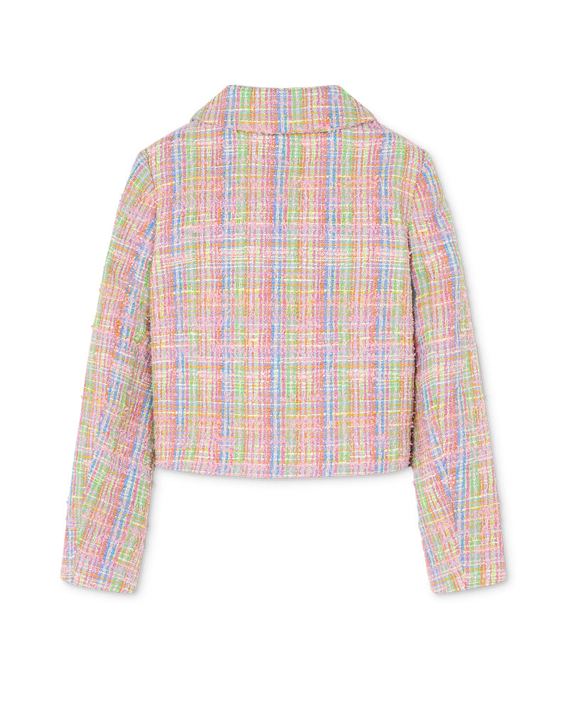 Girls Multi-Colour Cotton Tweed Blazer