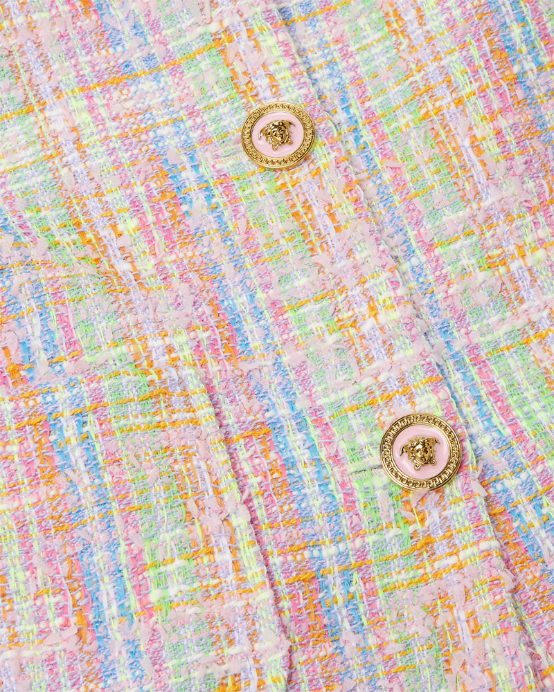 Girls Multi-Colour Cotton Tweed Blazer