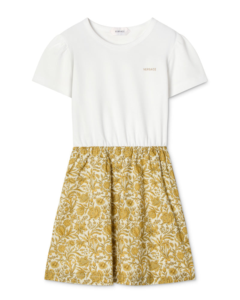 
  
    Versace
  
 Girls Floral Gold Cotton Poplin Dress