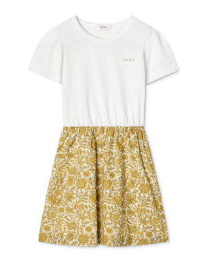 
  
    Versace
  
 Girls Floral Gold Cotton Poplin Dress