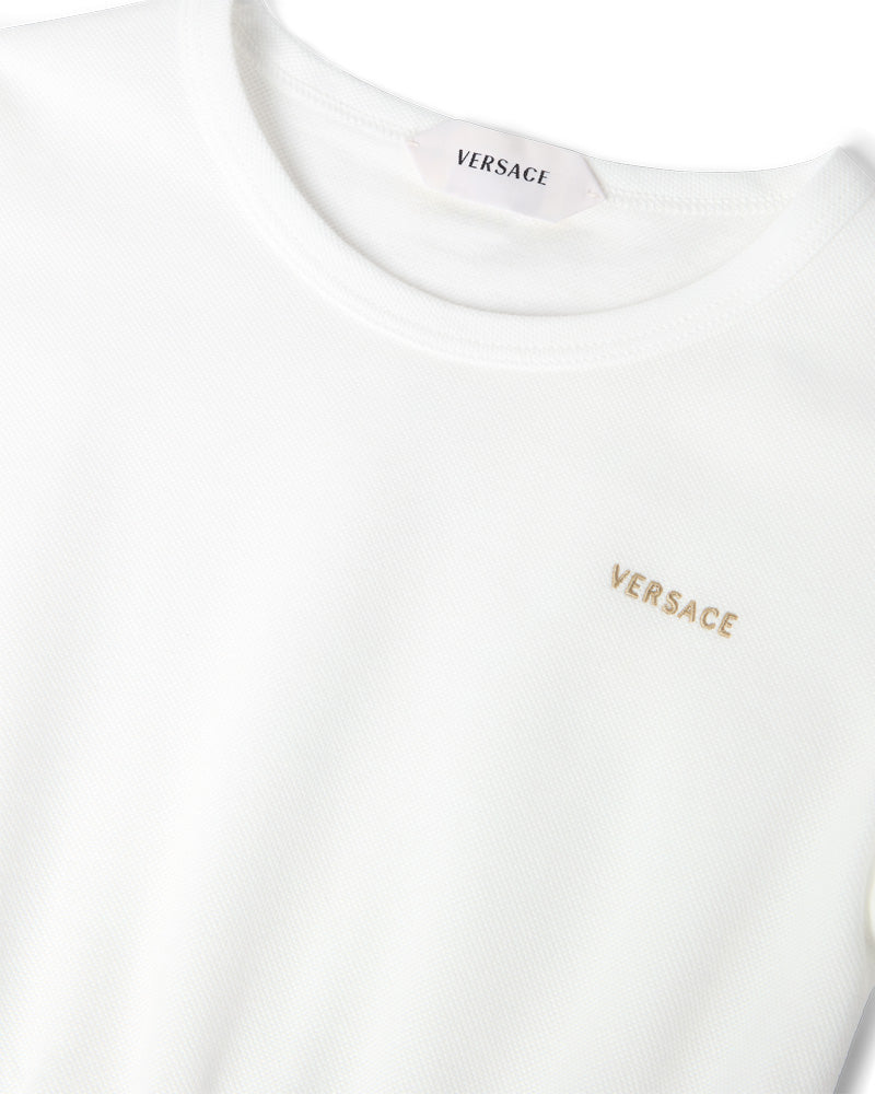 
  
    Versace
  
 Girls Floral Gold Cotton Poplin Dress