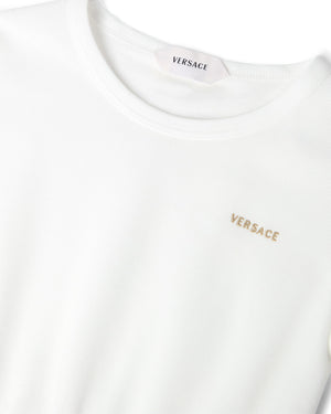 
  
    Versace
  
 Girls Floral Gold Cotton Poplin Dress