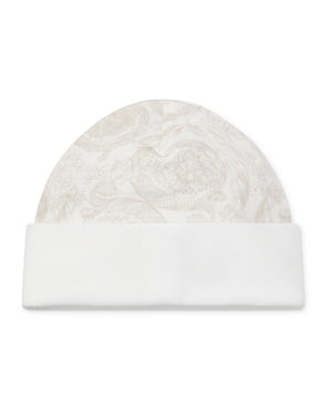 
  
    Versace
  
 Baby Beige Cotton Barocco Logo Blanket & Hat Set