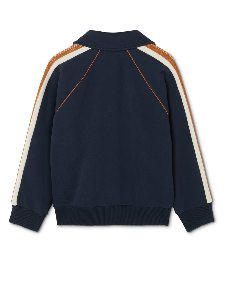 
  
    Versace
  
 Boys Navy Embroidered Cotton Zip Sweater