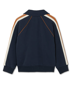 
  
    Versace
  
 Boys Navy Embroidered Cotton Zip Sweater