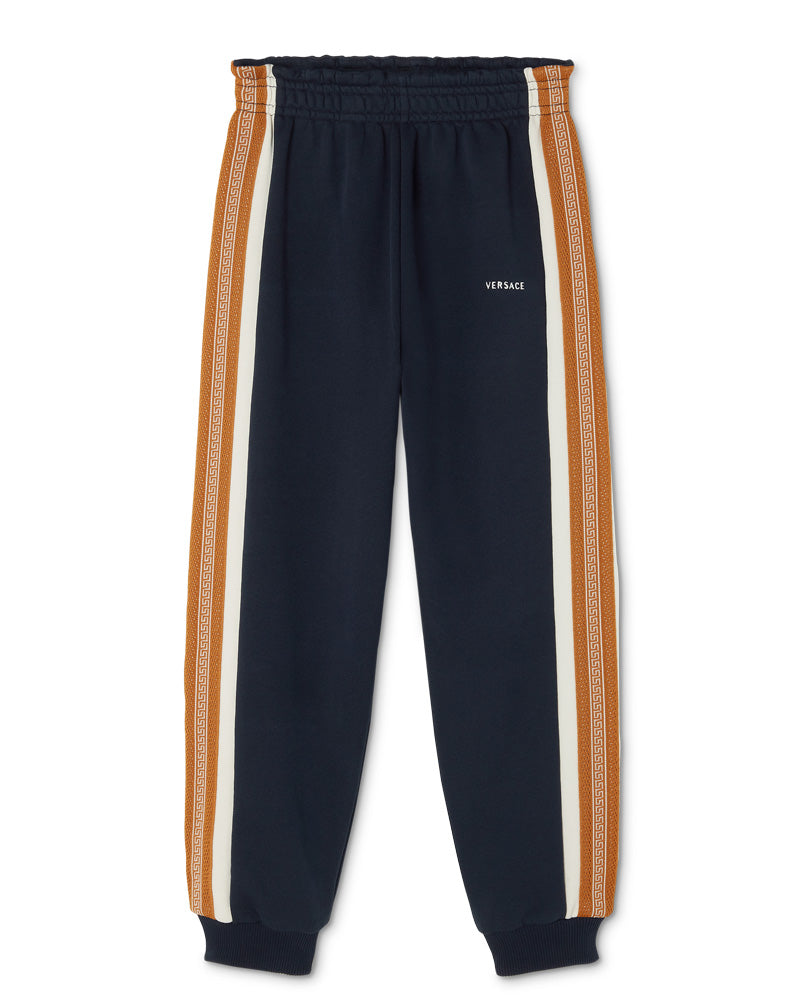 
  
    Versace
  
 Boys Navy Embroidered Cotton Track Pants