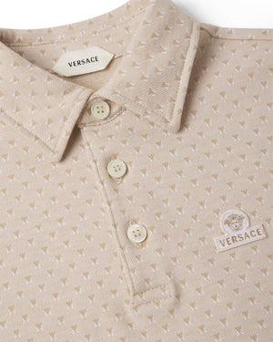
  
    Versace
  
 Boys Beige Jacquard Medusa Patch Polo